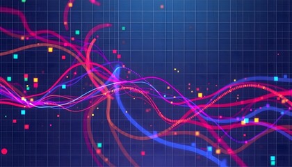 Aufkleber - Dynamic colorful wave patterns abstract design digital art vibrant background