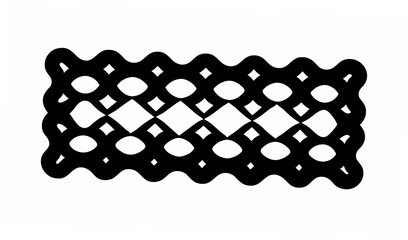 Poster - Black and white abstract pattern featuring wavy lines diamonds and oval shapes creating a decorative border design
