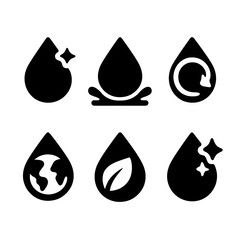 Aufkleber - Comprehensive Set of Black Water Drop Pictograms Silhouette Icons, Signs, and Symbols for Design Projects - A Versatile Collection of Black and White Water Drop Icons