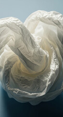 Aufkleber - Close-up of crumpled white paper texture, creating a soft, flowing form.  Abstract image, showcasing texture and light interplay, ideal for background or design element