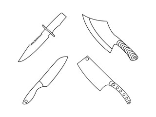 knife line art vector icon set. knife icon design vector template. knife line icon set
