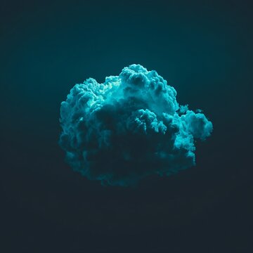 A vibrant teal cloud formation against a dark background.