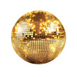 © Farhan - A shimmering golden disco ball reflecting bright lights creating a festive and energetic atmosphere isolated on transparent background