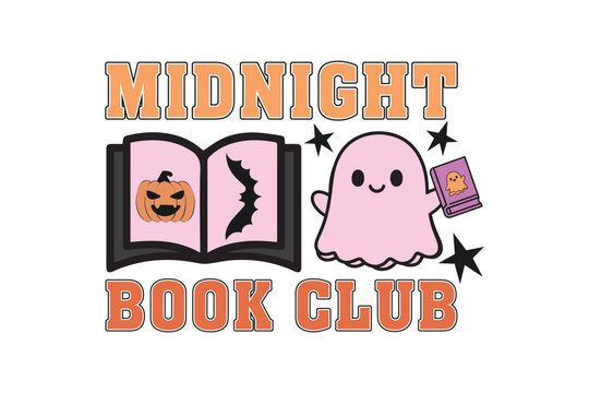 Midnight Book Club EPS Halloween Book T-shirt Design