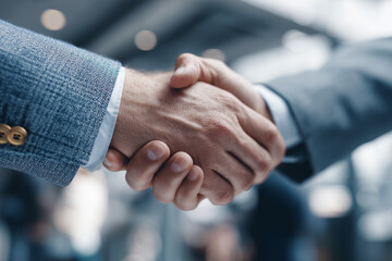 Poster - Two men shaking hands in a business setting