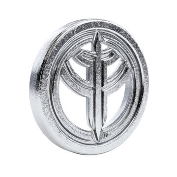 Abstract Silver Circular Emblem with Intricate