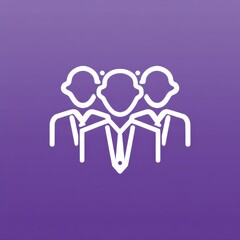 Aufkleber - Minimalistic white-outlined icon of three professional figures standing side-by-side against a gradient purple background, each wearing a tie.