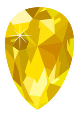 Poster - Bright yellow teardrop shaped gemstone shining with light reflections, created with a low poly design, adding a touch of modern artistry to this precious gem illustration