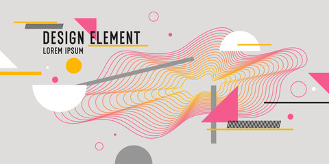 Fototapete - Background with simple geometric elements. A template for placing text. Big date, processing of digital information flow. A banner for a business presentation.