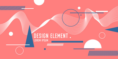 Poster - Composition with geometric shapes. Abstract background for design. A template for advertising in a modern style. Stylish illustration for the poster. Trendy stylish graphics.