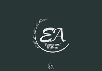 Poster - EA Monogram with Leaf Emblem for Beauty and Wellness Brand