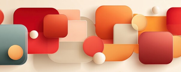 Poster - Modern abstract 3D shapes in vibrant warm shades for contemporary designs