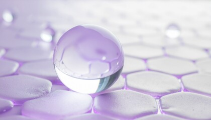 Poster - Crystal Ball on Hexagonal Tiles with Purple Glow Abstract Geometric Background for Scientific or Technological Concepts and Designs Macro Shot