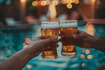 Poster - Outdoor pub party atmosphere, generative ai