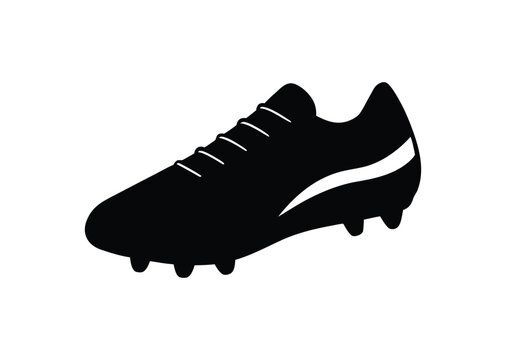 Soccer shoe silhouette Black Vector white background