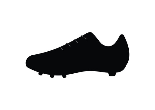 Soccer shoe silhouette Black Vector white background