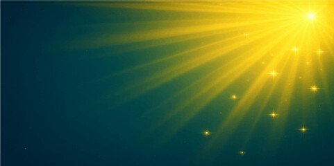 Wall Mural - Radiant Burst: The golden sun radiates powerful beams of light against a serene and dark background, offering a sense of hope and inspiration.