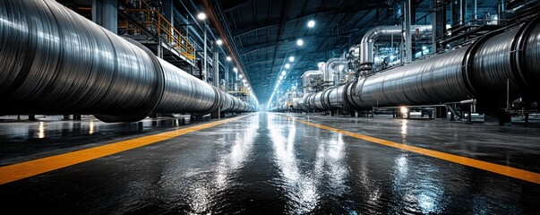 Poster - Interior view of a modern industrial plant with large structural elements
