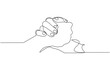 © Stockline - One continuous line drawing group of young male and female business people unite their hands together, People unite their hands together continuous line drawing isolated background for Teamwork.