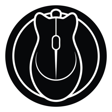 A computer mouse icon in a circular design