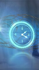 Poster - Animation of clock moving fast over man using computer