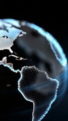 Fototapete - a globe with a blue and white swirl around it. the globe is surrounded by a blue and white pattern