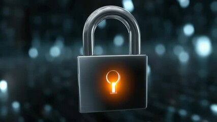 Poster - A silver lock with a keyhole and a glowing keyhole. The lock is surrounded by a blurry background