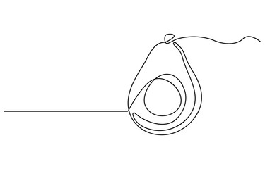 Poster - Avocado Single Line Icon, Continuous one single minimal line drawing Avocado, Sketch and Doodle Design. Avocado continuous line drawing vector illustration. white background.