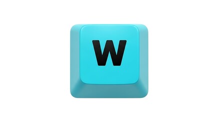 Poster - Turquoise keyboard key with letter W isolated on white