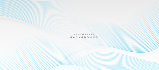Wall Mural - Minimal white abstract background with curved blue lines.