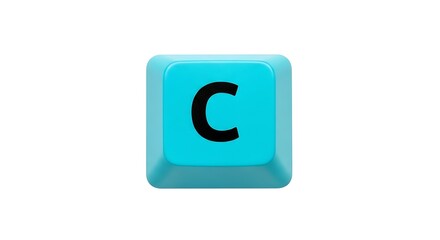 Poster - Close-up of a single blue computer key with the letter C