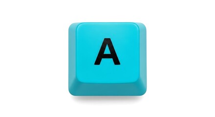 Poster - Isolated blue keyboard key with letter A on white background