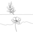 © Misbah - Minimalist botanical design featuring olive branch and flower in elegant, continuous line drawing style for graphic projects.