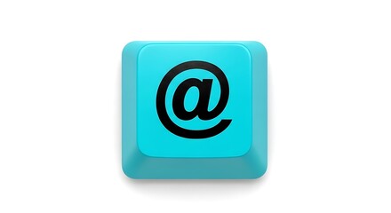 Poster - Turquoise @ Symbol Keyboard Key on White Background