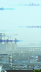 Poster - Animation of data processing against aerial view of cityscape