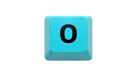 Poster - Turquoise keyboard key with the number 0