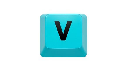 Poster - Isolated blue keyboard key with the letter V
