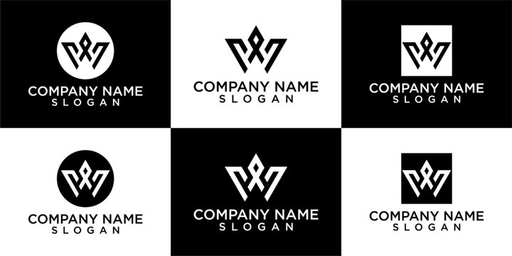 collection abstract letter W logo design. modern logotype W design with black color.