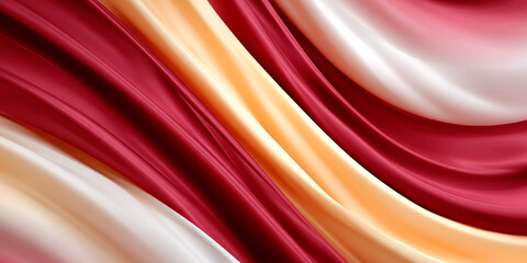 Poster - elegant abstract folds in rich red, peach, and cream tones with silky textures and flowing curves cr