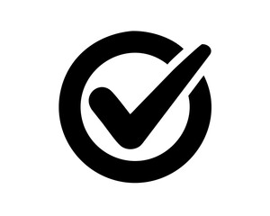 Poster - Bold checkmark inside circle silhouette design for approval or validation