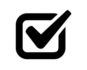 Poster - Black checkmark tick silhouette representing completion agreement and positive results