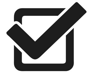 Poster - Modern black checkmark tick silhouette with clean lines for approval concept