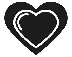 Poster - Black heart silhouette design featuring futuristic concept for love and favorite icons