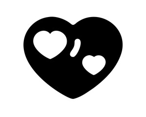 Poster - Black silhouette heart design represents love affection or favorite symbol concept