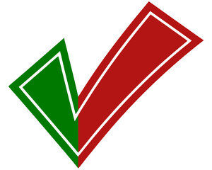 Poster - Checkmark icon graphic in red and green colors representing approval and concept