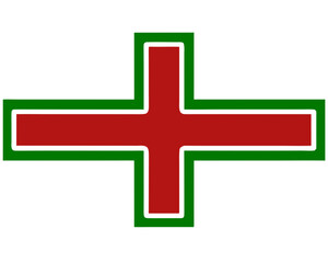 Aufkleber - Stylized red cross with green border futuristic design concept on transparency