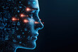 © Vilaysack - Digital face artificial intelligence technology data visualization futuristic cybernetic profile network communication security innovation human like algorithm digital art virtual information
