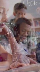 Poster - Animation of mathematical equations over school children using laptop in classroom
