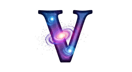 Aufkleber - Vector letter v galaxy space cosmic alphabet typography design, vector illustration, initial v astronomy theme art