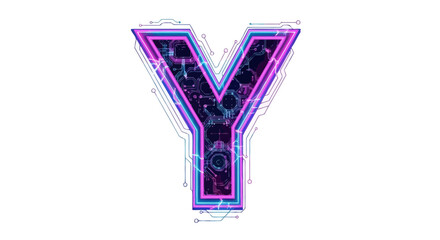 Aufkleber - Vector futuristic neon letter y vector design with circuit board pattern for technology and digital concepts design